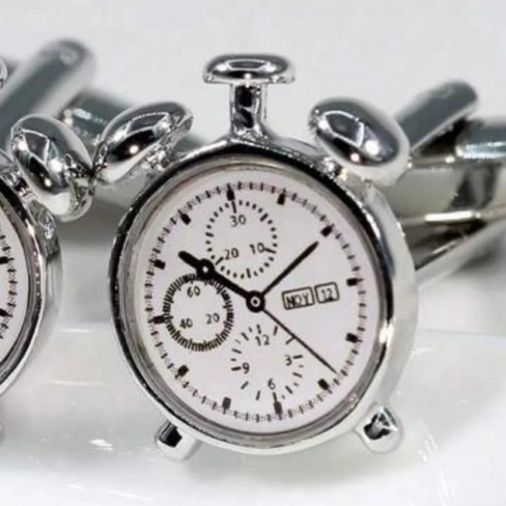 Silver Stopwatch Dial Cufflinks - Men Accessories